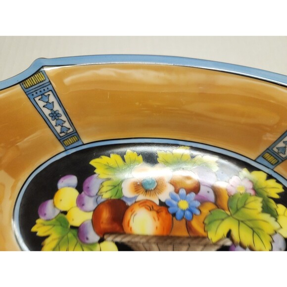 Antique Noritake Morimura Handpainted Made in Japan Luster Dish 2-Handles Fruits - Picture 11 of 11